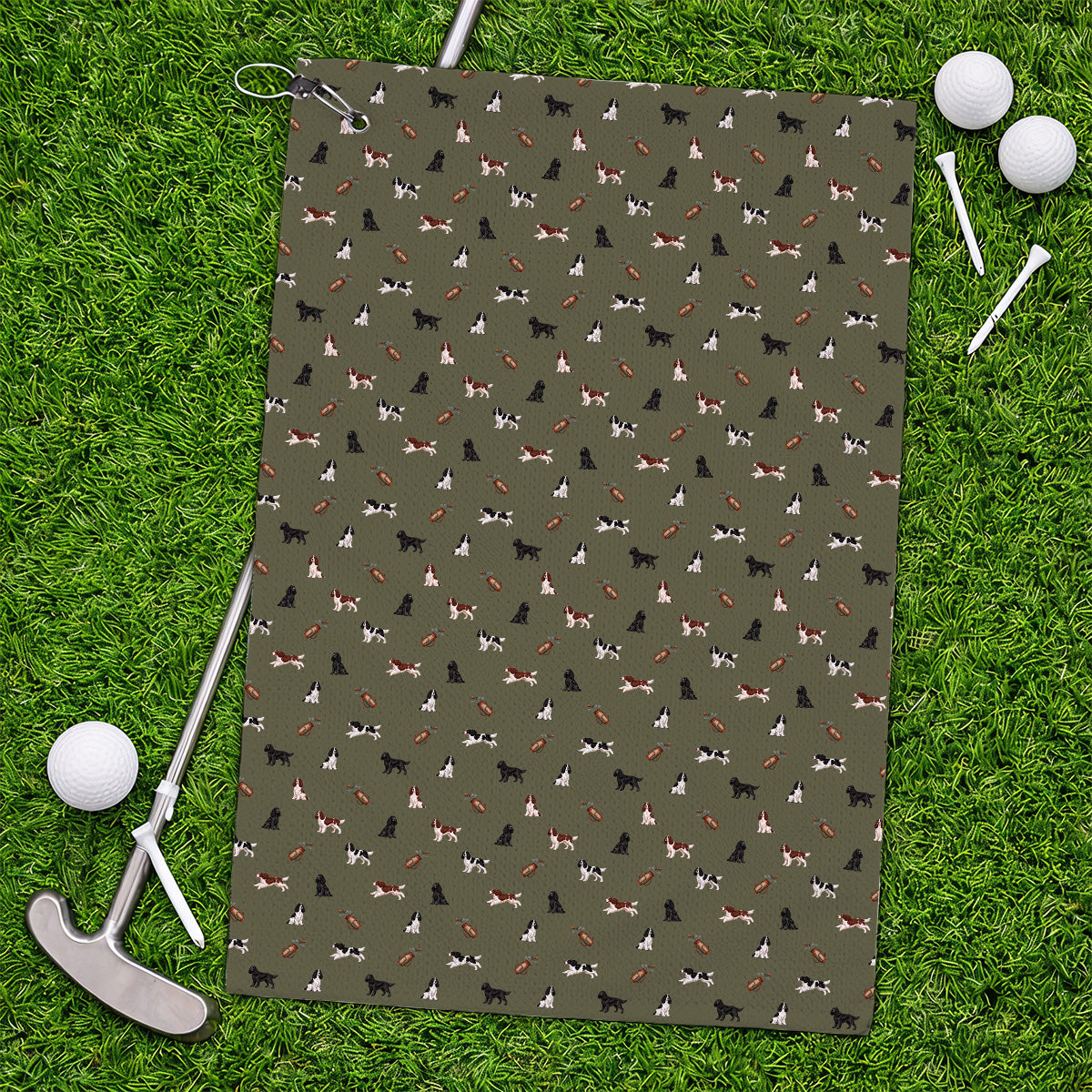 English Springer Spaniel Golf Towels, Funny Dog Pattern Golf Towel, Golf Gift For Golfers