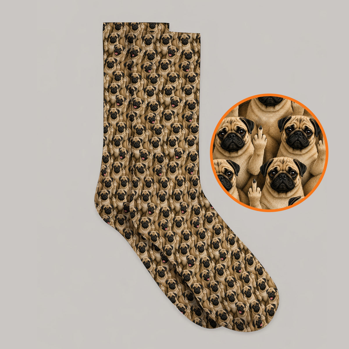 Crazy Pug Golf Socks, Pug Pattern Golf Sock, Dog Lover Golf Gift