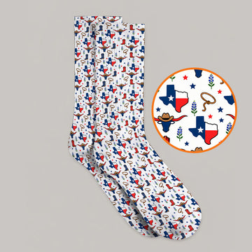 Texas Longhorn Golf Socks, Western Cowboy Texas Pattern Sock, Funny Golf Gift For Golfer