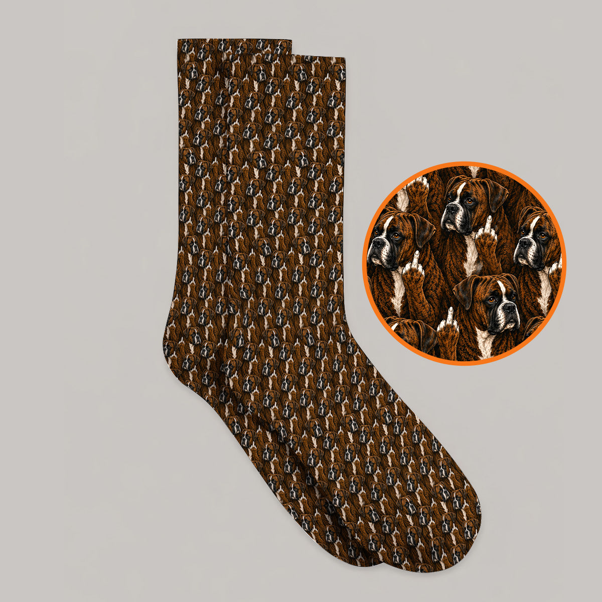 Boxer Middle Finger Golf Socks, Funny Boxer Pattern Golf Sock for Golfer, Golf Gift for Dog Lovers