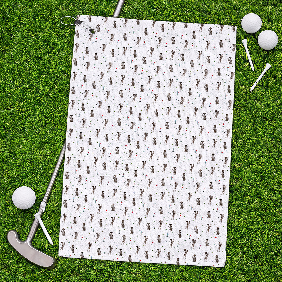 Crazy Pointer Pattern Golf Towel, German Shorthaired Pointer Golf Towels, Golf Gift For Golfer