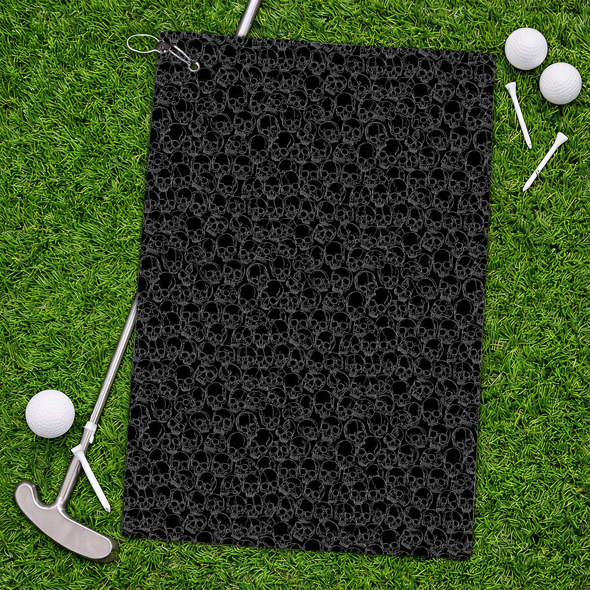 Skull Pattern Golf Towel, Skeleton Print Golf Towels, Unique Golf Gift For Golfer