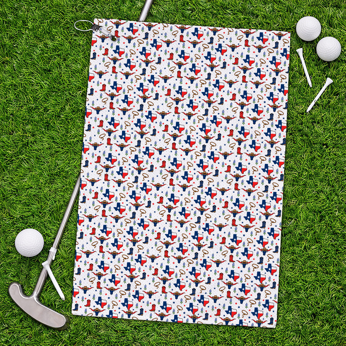 Texas Longhorn Golf Towels, Western Cowboy Texas Pattern Towel, Funny Golf Gift For Golfer