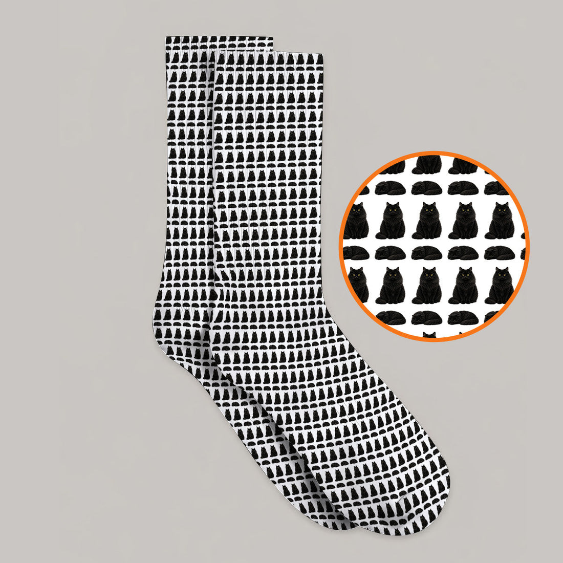 Black Persian Cat Golf Socks, Cute Black Persian Pattern Golf Sock, Golf Gift for Cat Lovers