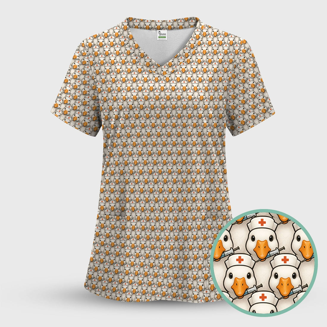 Funny Nurse Shirt With Duck Pattern - Cartoon Animal Nursing Design  - Gift for Healthcare Workers RN LPN
