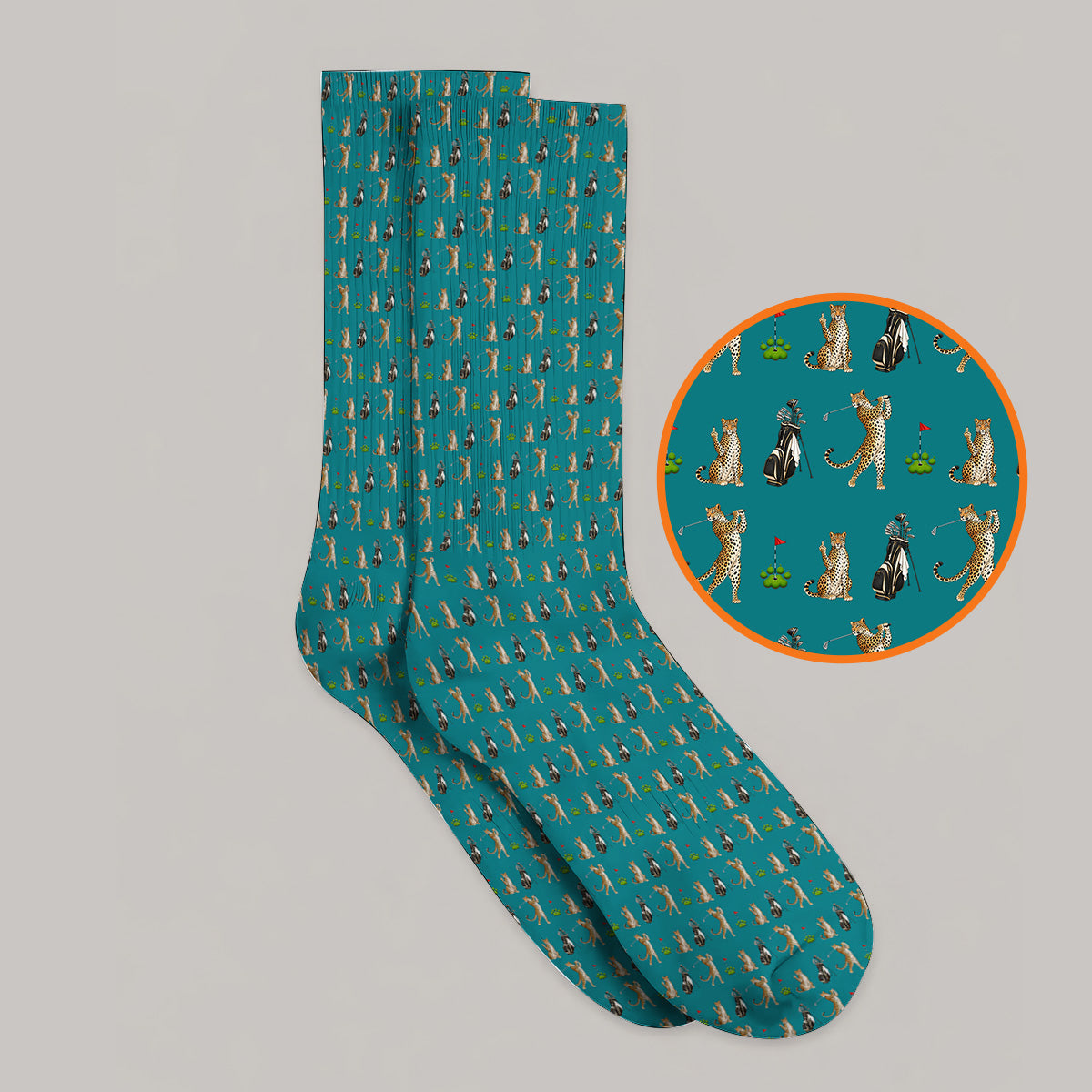Leopard Pattern Golf Socks, Funny Pattern Golf Sock, Golf Gift For Golfers