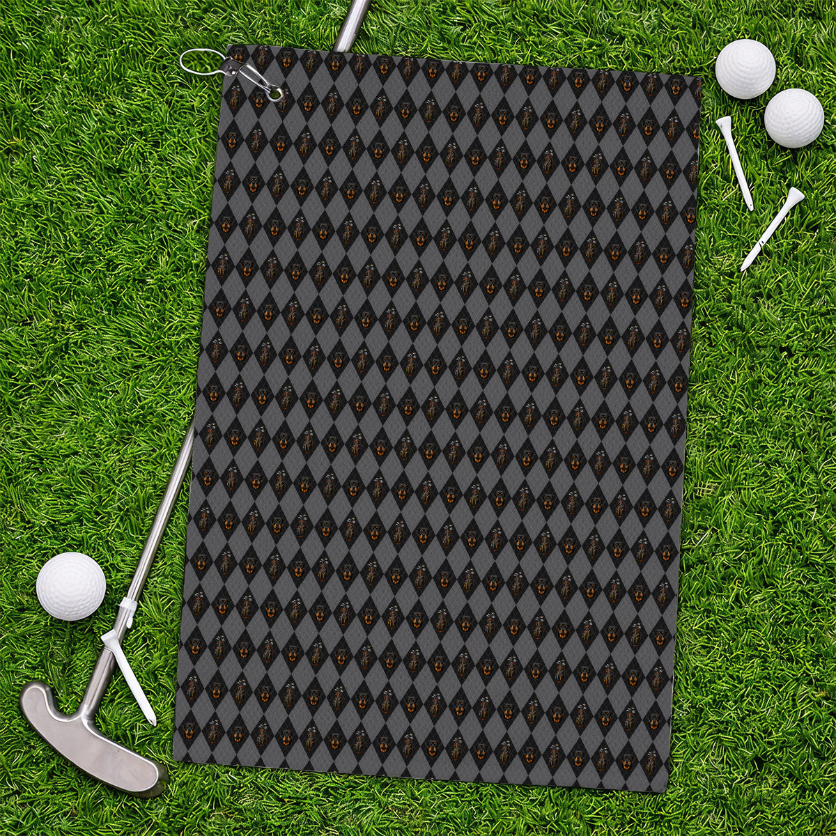 Rottweiler Argyle Pattern Golf Towel, Crazy Rottweiler Golf Towels, Dog Lover Golf Gift