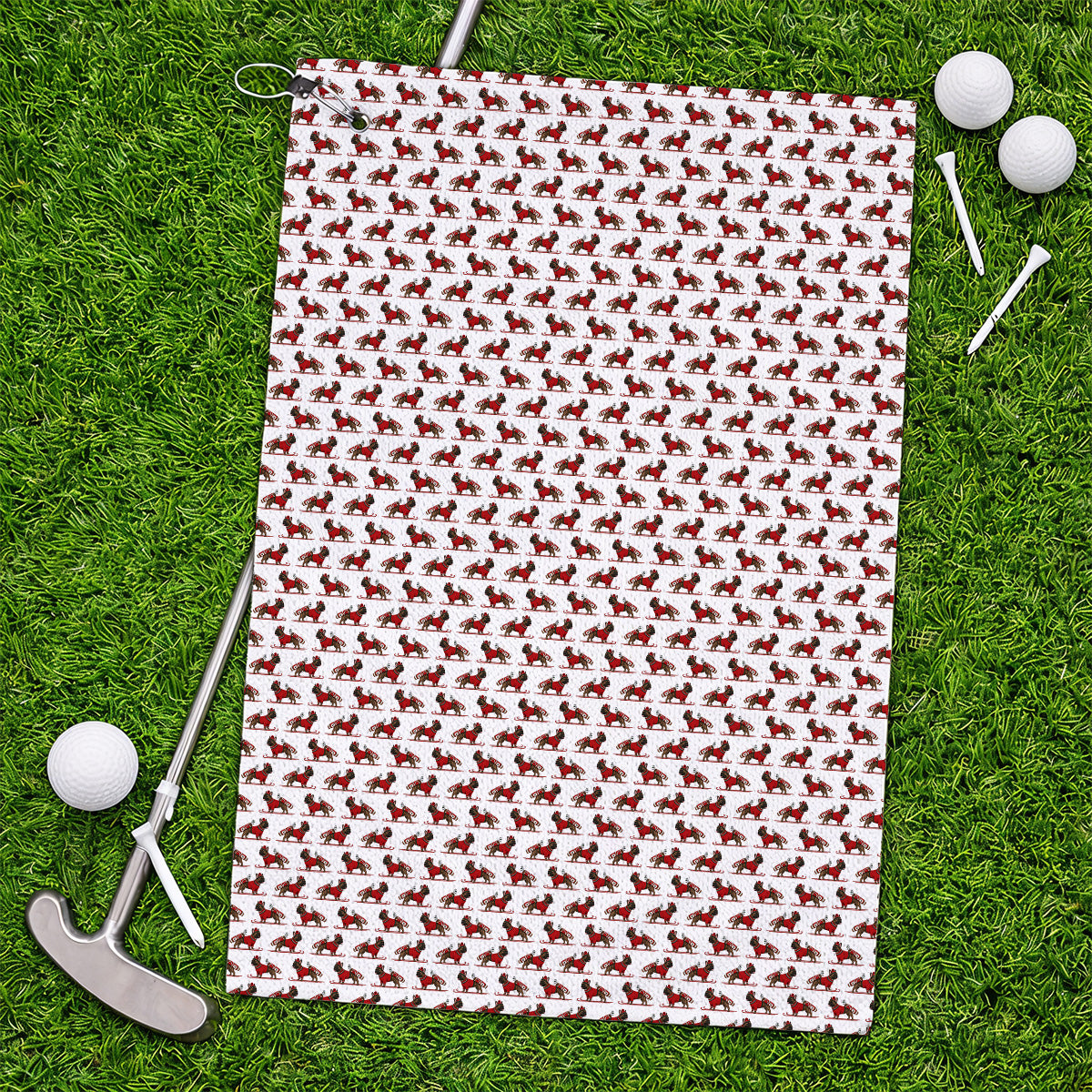 French Bulldog Holiday Golf Towels, Christmas Dog Pattern Golf Towel, Festive Golf Gift for Golfers