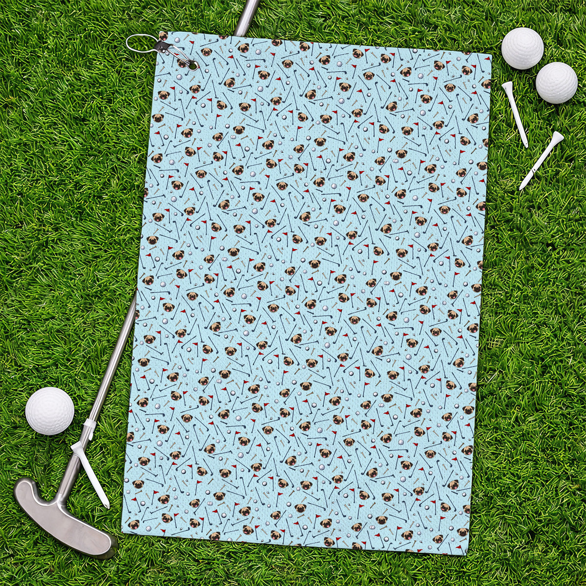 Pug Pattern Golf Towels, Pug Golf Towel For Dog Lovers, Crazy Golf Gift For Golfers