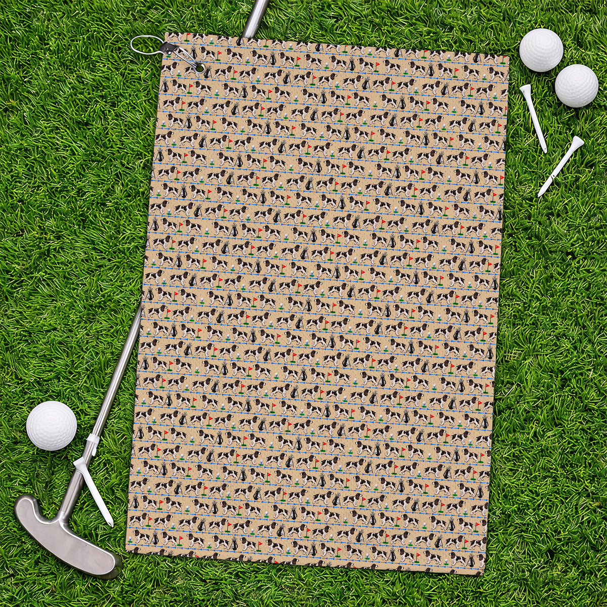 English Springer Spaniel Golf Towels, Crazy Pattern Golf Towel For Dog Lovers, Golf Gift For Golfer