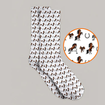 Funny Horse Golf Pattern Socks, American Quarter Horse Golf Socks, Western Horse Gift for Golfers
