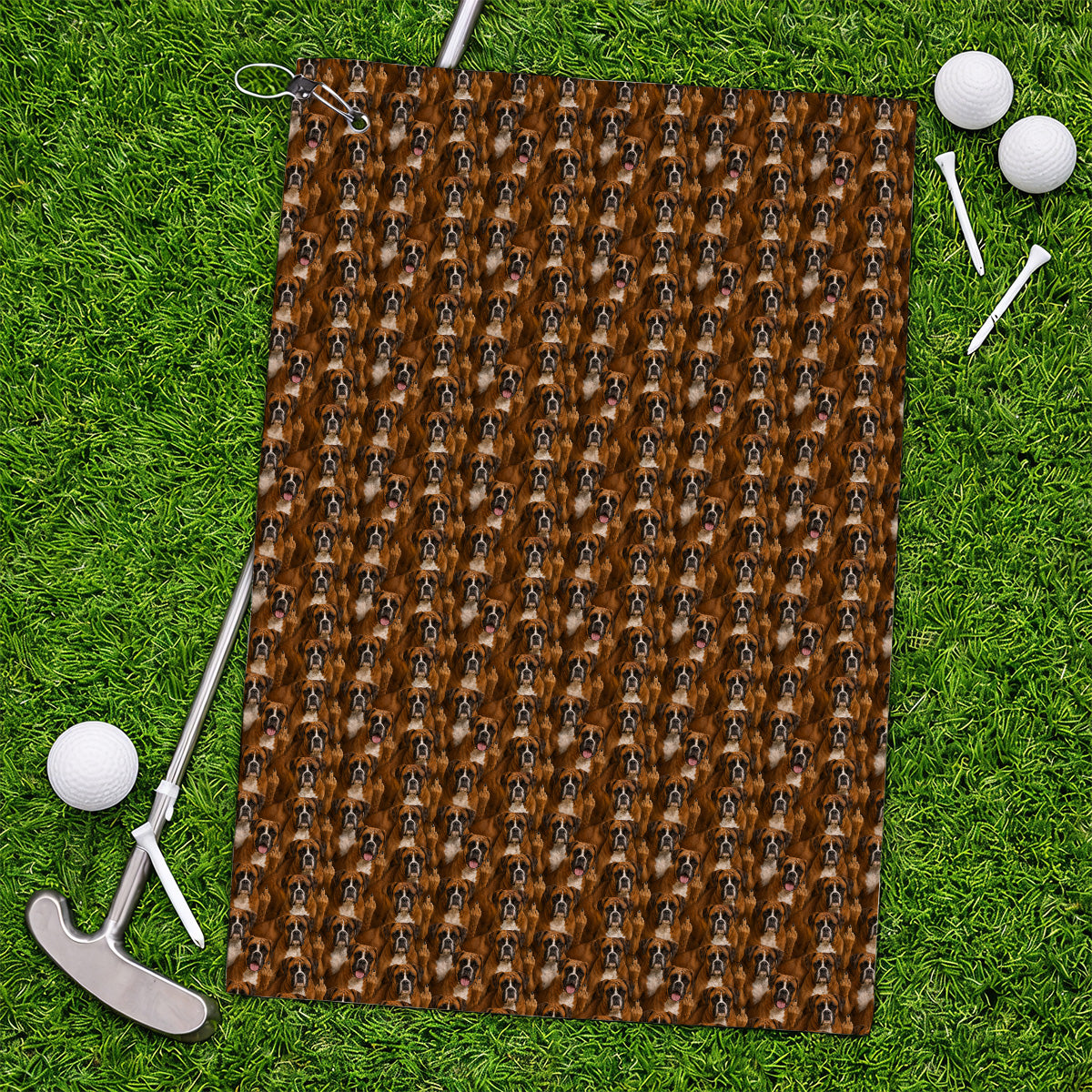 Crazy Boxer Middle Finger Golf Towels, Boxer Pattern Golf Towel for Golfer, Golf Gift for Dog Lovers