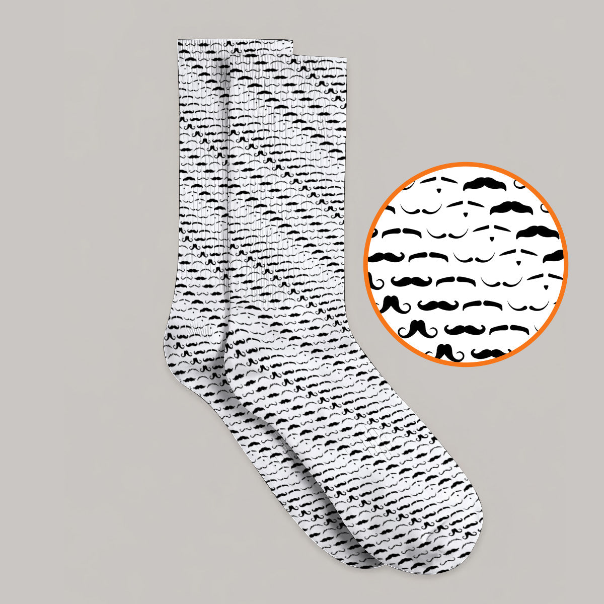 Funny Mustache Golf Socks, Movember Pattern Golf Sock, Golf Gift for Golfers