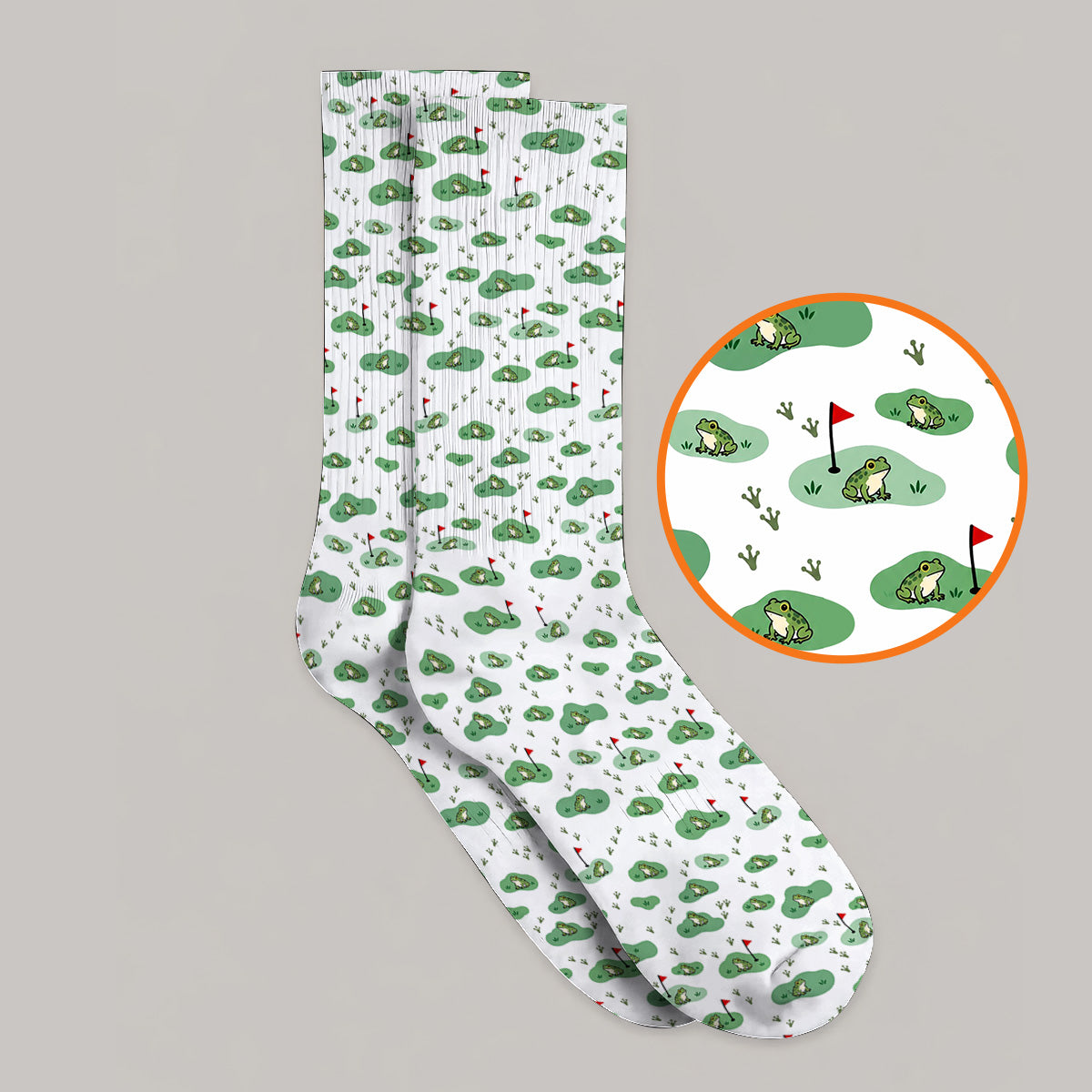 Cute Frog Golf Socks, Crazy Frog Golf Pattern Sock, Golf Gift For Golfer