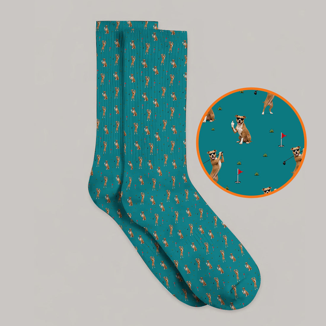 Pit Bull Golf Socks, Funny Pit Bull Pattern Golf Sock for Dog Lovers, Golf Gift for Golfer