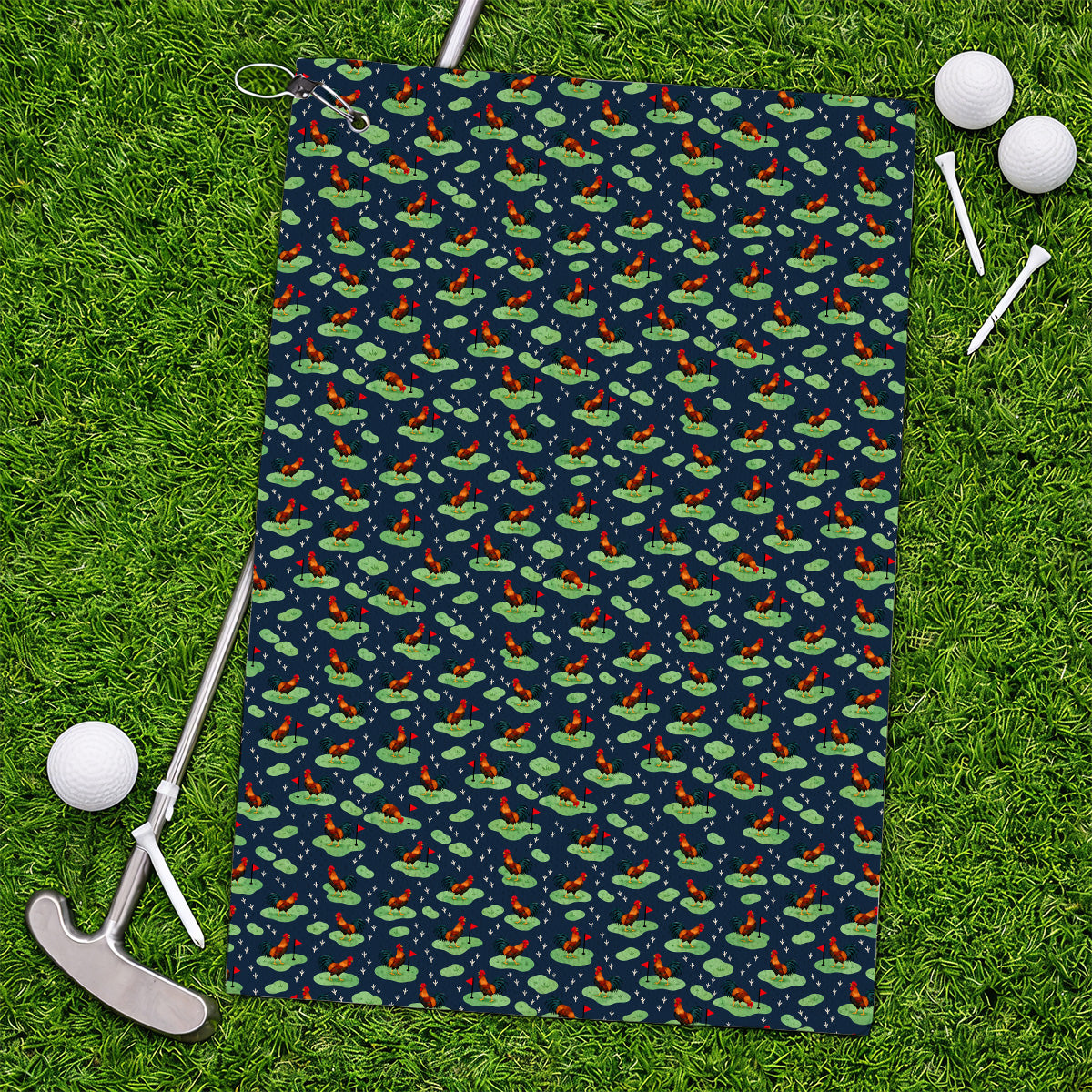 Crazy Rooster Golf Towels, Rooster Pattern Golf Towel For Chicken Lovers, Golf Gift For Golfers