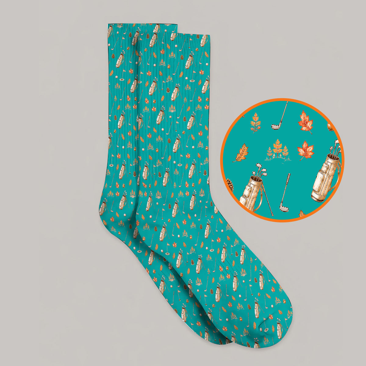 Vintage Squirrel Golf Socks, Autumn Golf Fall Pattern Sock, Golf Gift For Golfer