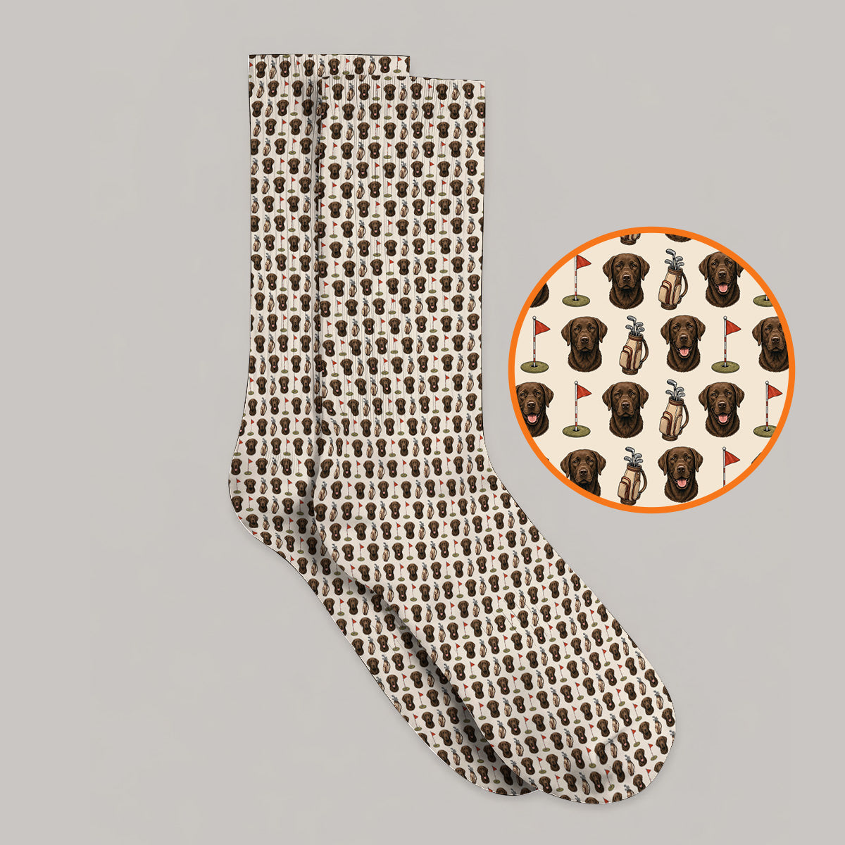 Chocolate Labrador Retriever Golf Sock, Funny Chocolate Lab Pattern Golf Socks, Dog Lover Golf Shirt