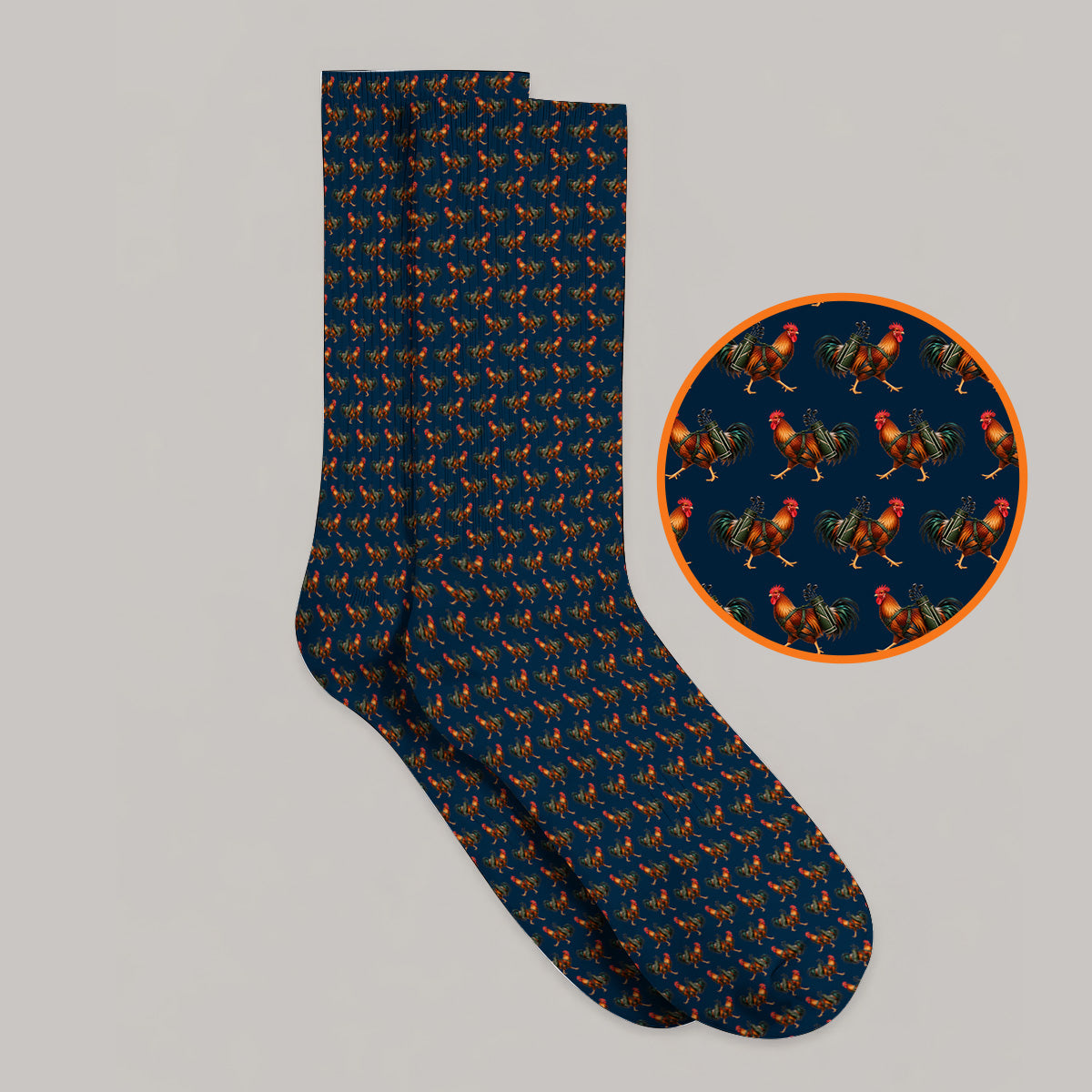 Rooster Pattern Golf Socks, Rooster Golf Sock For Chicken Lovers, Golf Gift For Golfer