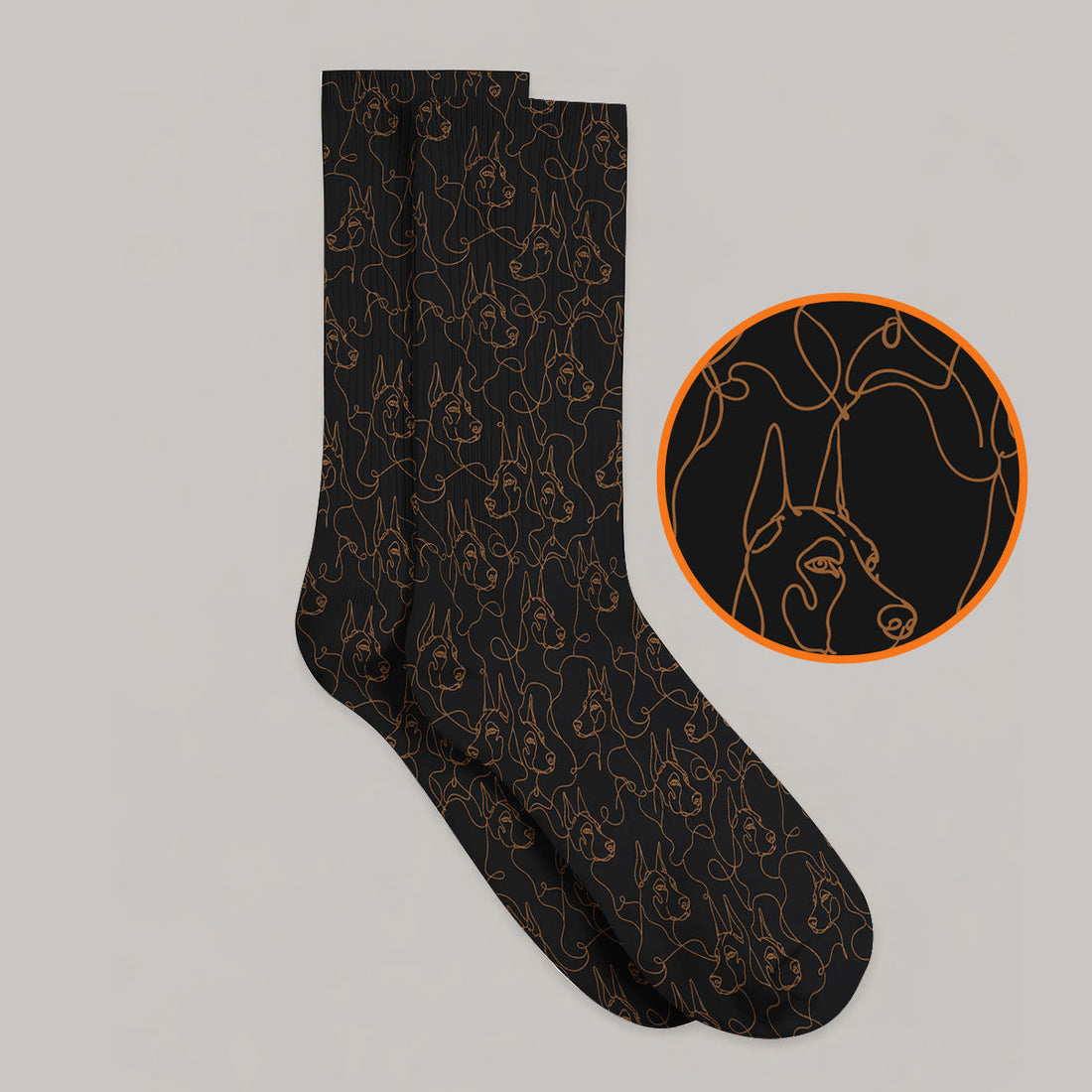Doberman Line Art Golf Socks, Minimalist Doberman Pattern Golf Sock, Dog Lover Golf Gift