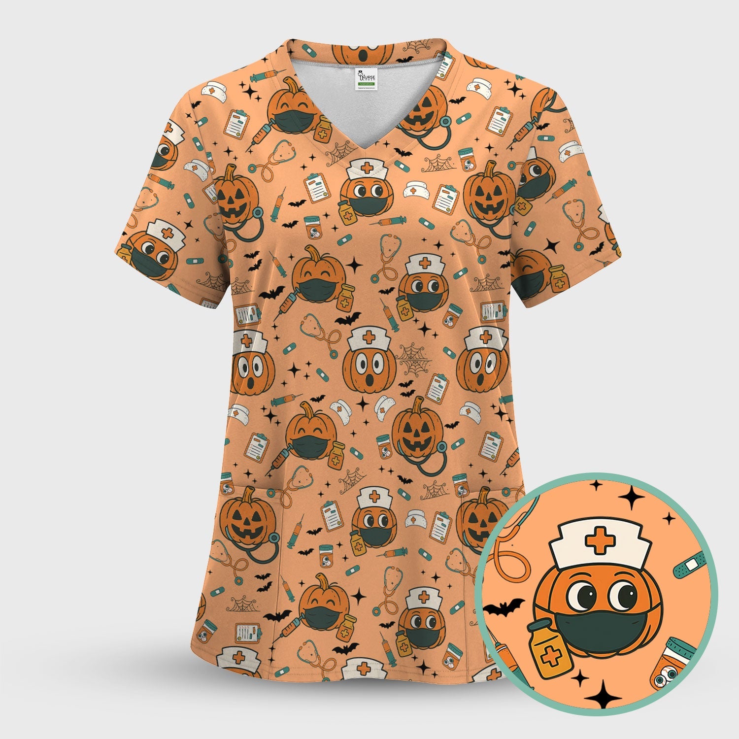 Pumpkin Halloween Nurse Shirt - Funny Holiday Tee For Women Nurses - Gift for CNA RN LPN