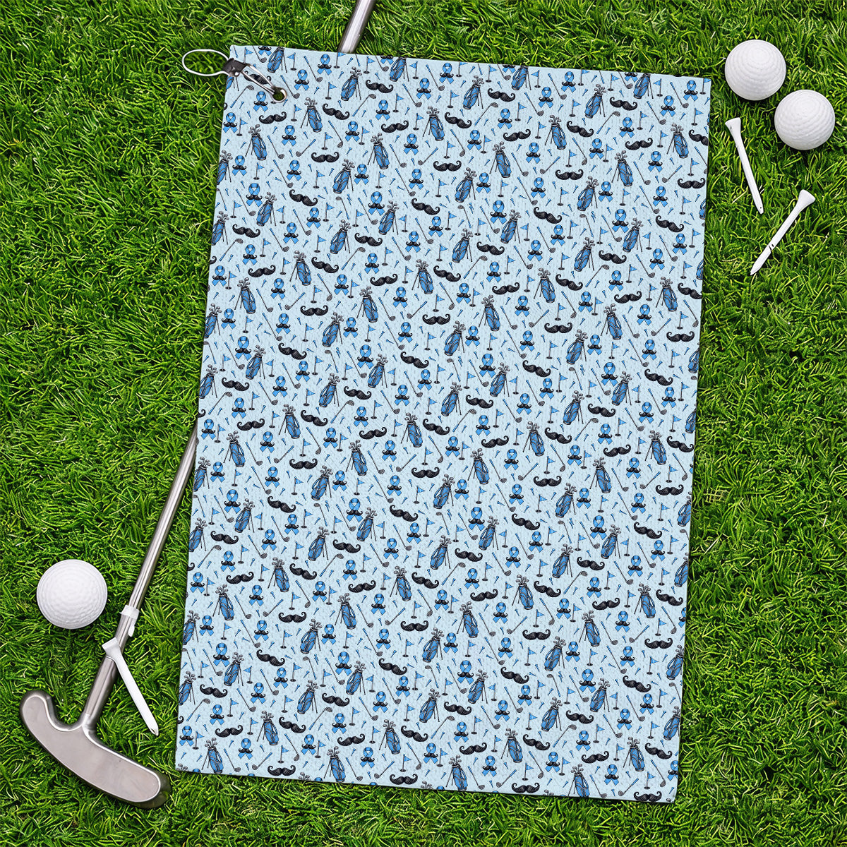 Prostate Cancer Golf Towels, Blue Ribbon Pattern Golf Towel, Crazy Golf Gift For Golfers