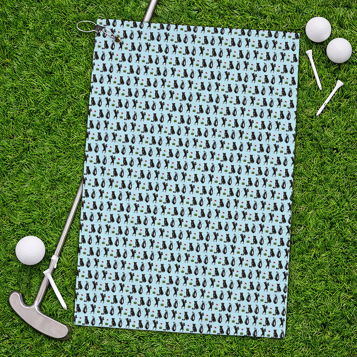 Funny Pit Bull Golf Pattern Towel, Black Pit Bull Golf Towels for Golfer, Golf Gift For Dog Lovers
