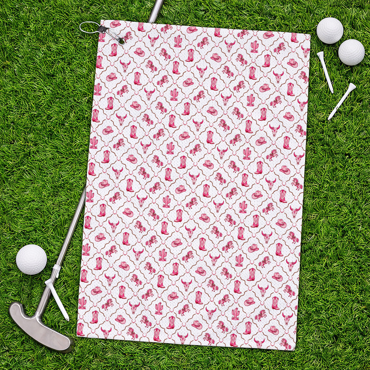 Pink Cowgirl Golf Towels, Western Rodeo Pattern Golf Towel, Funny Golf Gift For Golfers
