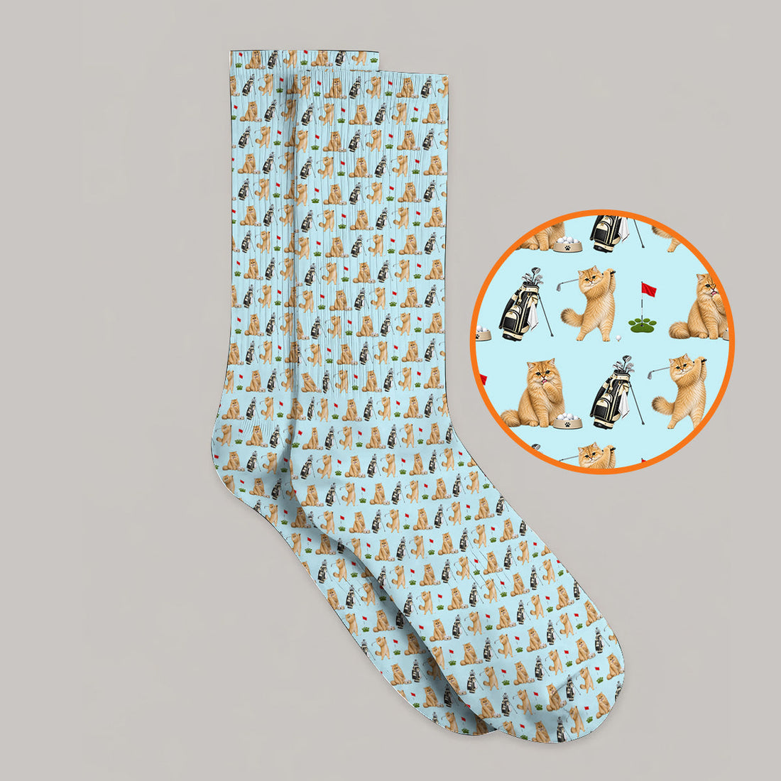 Golden British Longhair Golf Socks, Cute Golden British Longhair Pattern Golf Sock, Golf Gift for Cat Lovers