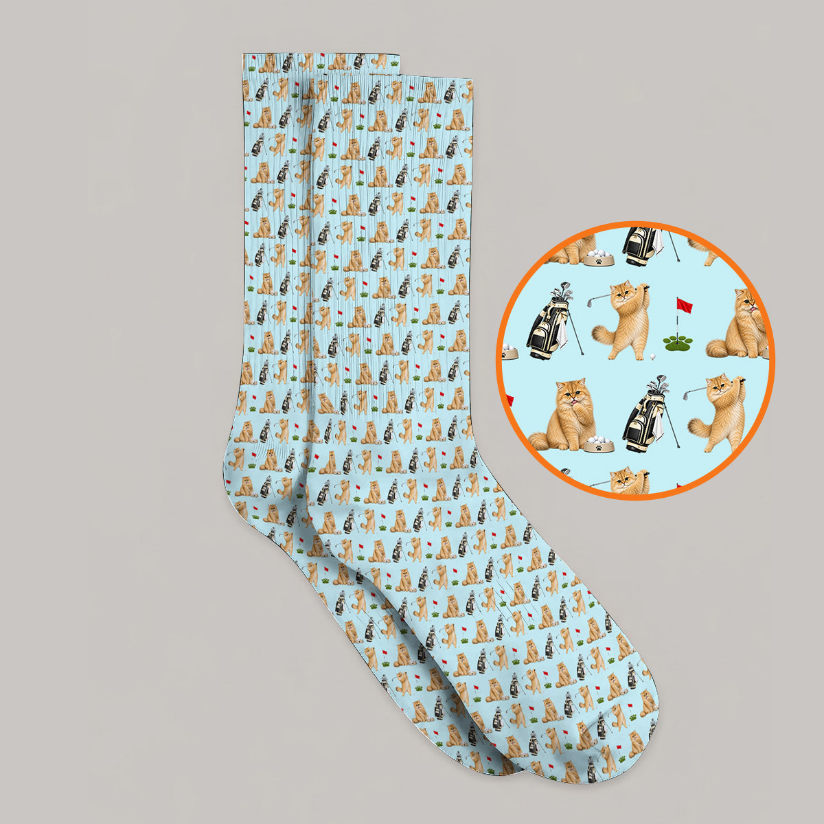 Golden British Longhair Golf Socks, Cute Golden British Longhair Pattern Golf Sock, Golf Gift for Cat Lovers