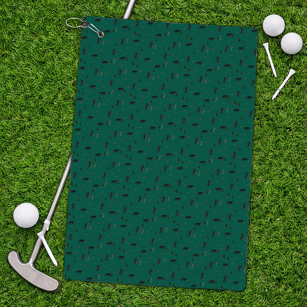 Black Wolf Pattern Golf Towels, Crazy Wolf Golf Towel, Wilderness Golf Gift for Golfers