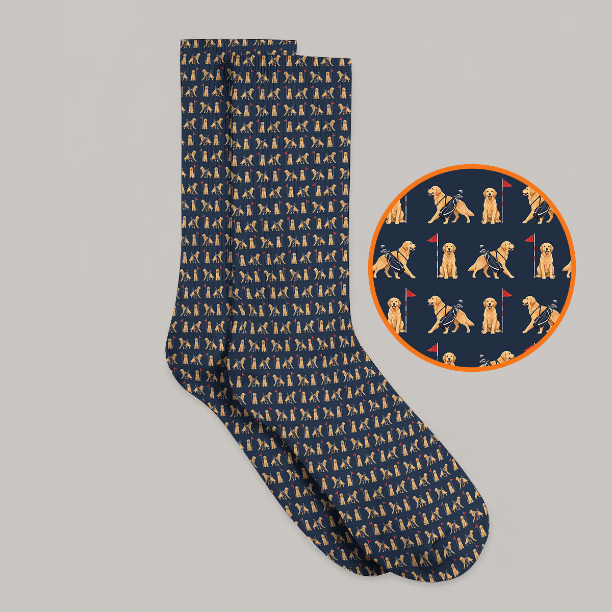 Funny Golden Retriever Golf Sock, Golden Retriever Pattern Golf Socks, Dog Lover Golf Shirt
