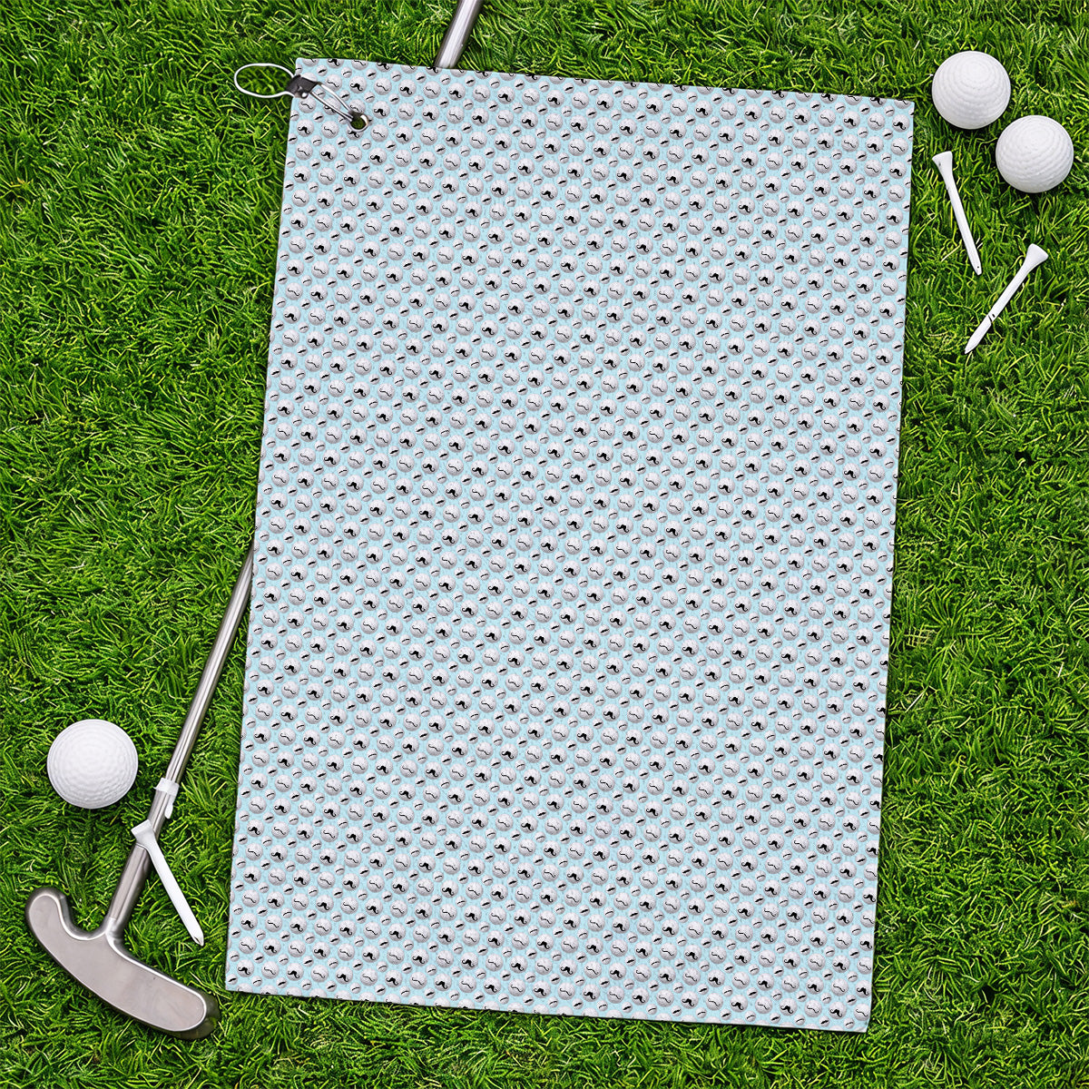 Mustache Golf Ball Towels, Funny Movember Golf Pattern Towel, Gift for Golfers