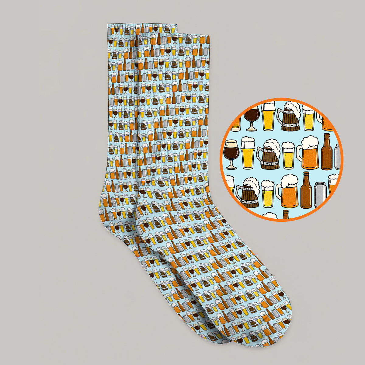 Beer Pattern Golf Socks, Funny Beer Lover Golf Sock, Golf Gift For Beer Lovers