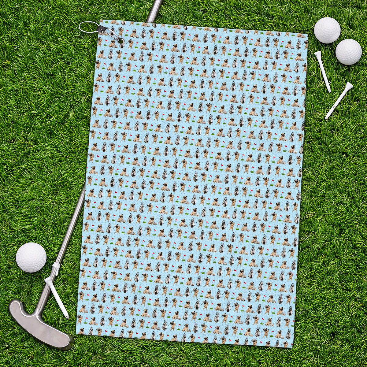 Funny Pug Golf Towel, Pug Pattern Golf Towels, Dog Lover Golf Gift