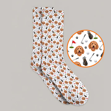 Goldendoodle Golf Socks, Crazy Doodle Dog Pattern Golf Sock, Golf Gift For Golfers