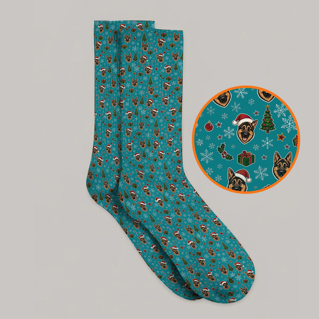 Funny German Shepherd Christmas Golf Socks, German Shepherd Pattern Golf Sock, Xmas Golf Gift For Golfer