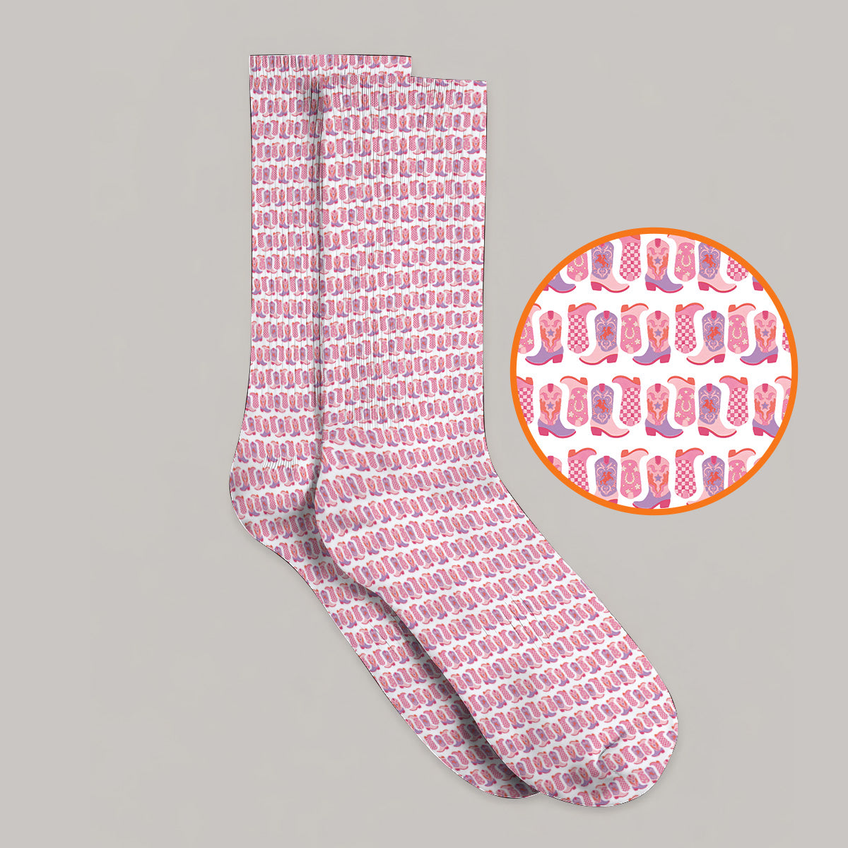 Pink Cowgirl Golf Socks, Western Cowboy Boots Pattern Golf Sock, Crazy Golf Gift For Golfers