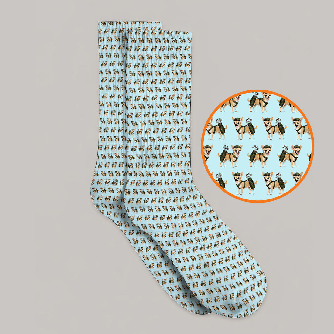Crazy Chihuahua Golf Socks, Cute Chihuahua Golf Pattern Sock for Dog Lovers, Golf Gift For Golfer