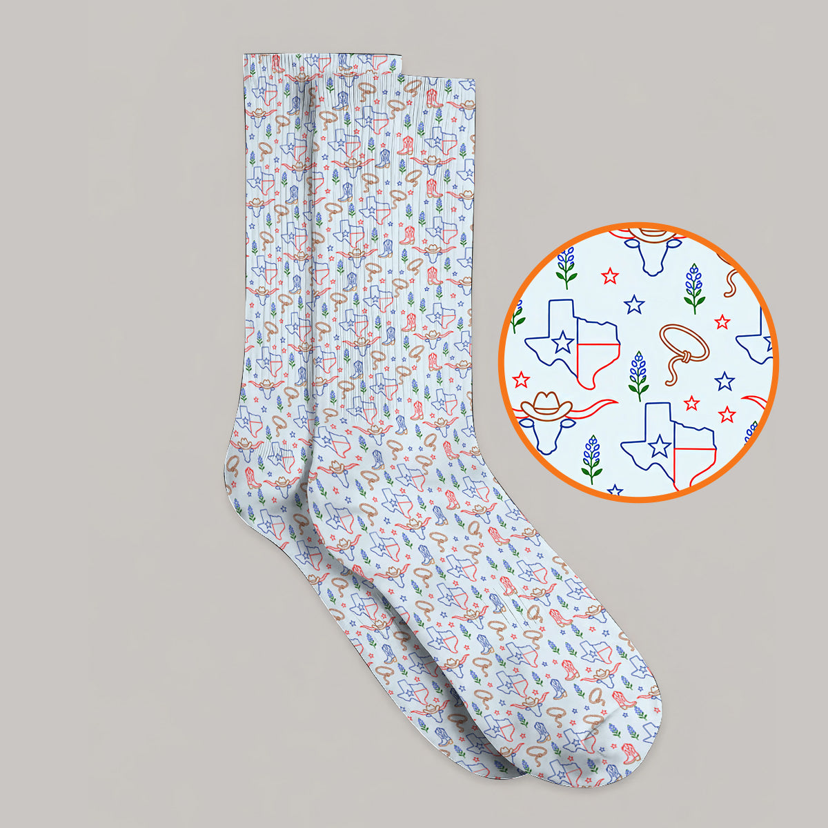 Texas Longhorn Golf Socks, Western Cowboy Texas Pattern Sock, Funny Golf Gift For Golfer