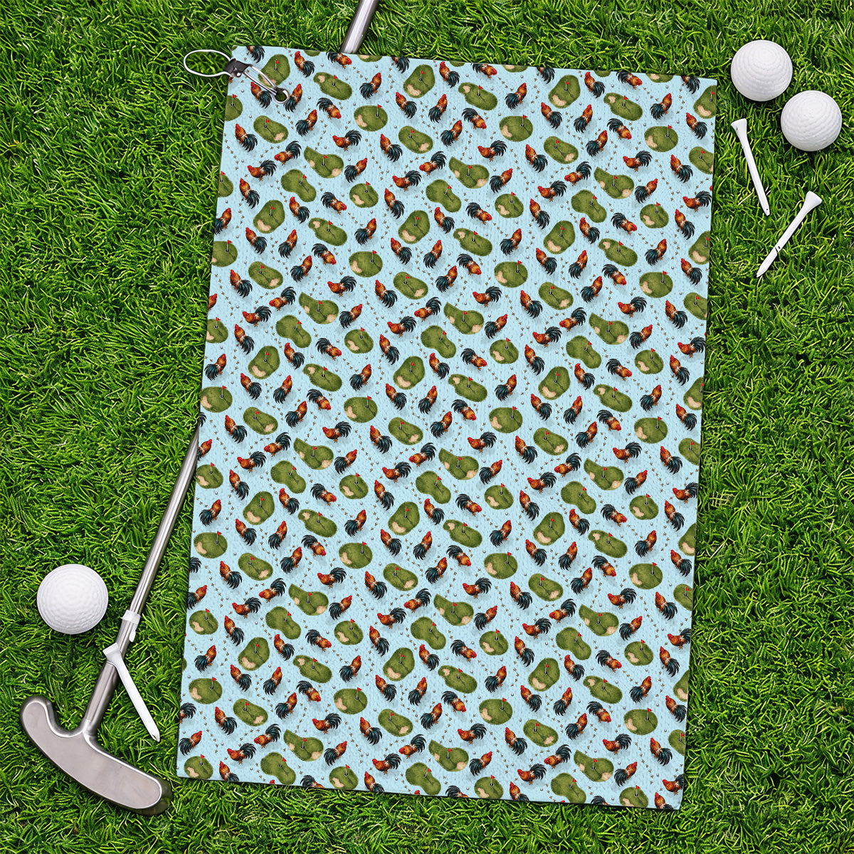 Vintage Rooster Golf Towels, Chicken Pattern Golf Towel For Rooster Lovers, Golf Gift For Golfers
