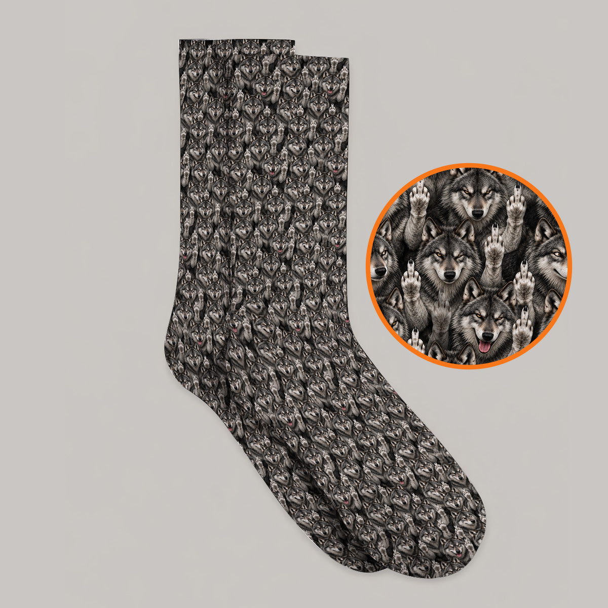 Crazy Wolf Golf Socks, Wolf Golf Pattern Sock, Golf Gift for Golfers