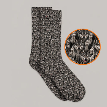 Crazy Wolf Golf Socks, Wolf Golf Pattern Sock, Golf Gift for Golfers