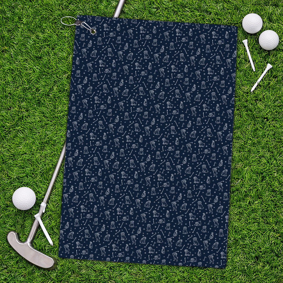 Crazy Pug Golf Towels, Pug Pattern Golf Towel For Dog Lovers, Golf Gift For Golfers