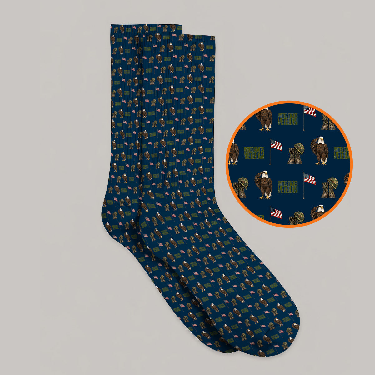 United States Veteran Pattern Golf Socks, American Eagle & Military Tribute Golf Sock, Patriotic USA Veteran Gift for Golfers