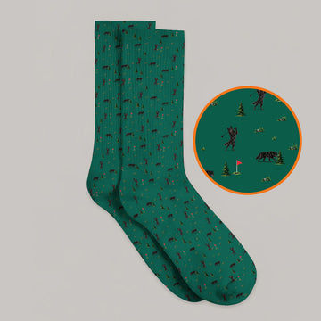 Black Wolf Pattern Golf Socks, Crazy Wolf Golf Sock, Wilderness Golf Gift for Golfers