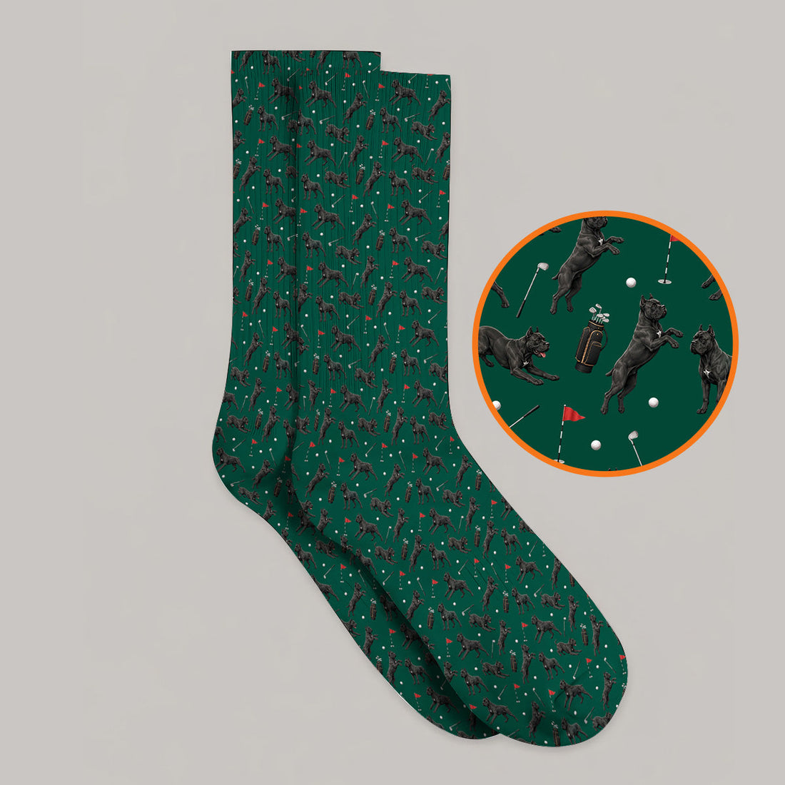 Crazy Cane Corso Pattern Golf Socks, Black Cane Corso Golf Sock for Dog Lovers, Golf Gift for Golfers