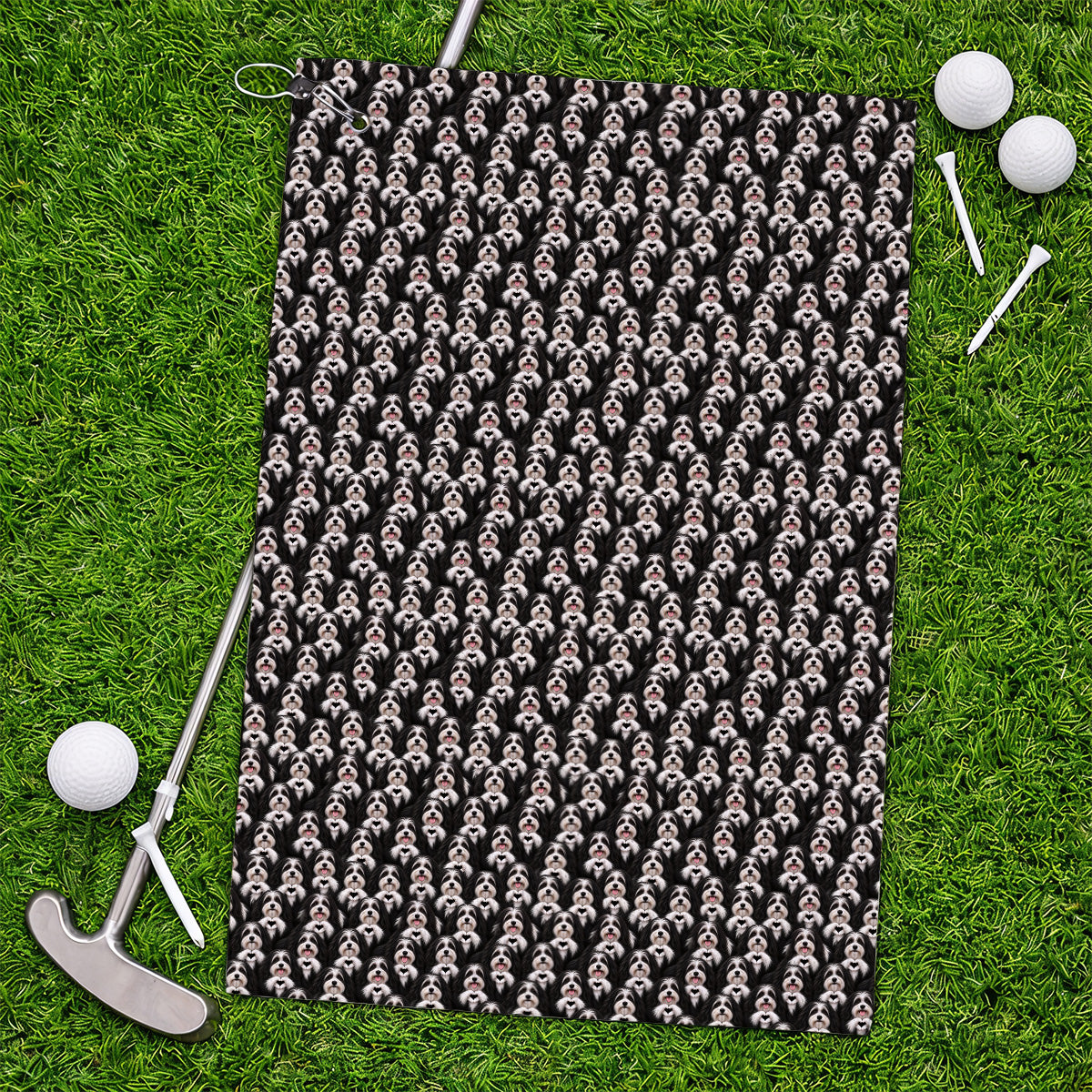 Havanese Dog Pattern Golf Towels, Cute Havanese Lover Golf Towel, Funny Dog Golf Gift For Golfers