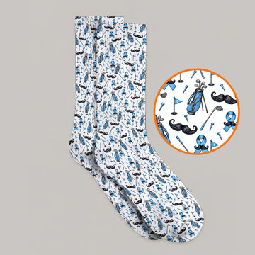 Prostate Cancer Golf Socks, Blue Ribbon Pattern Golf Sock, Crazy Golf Gift For Golfers