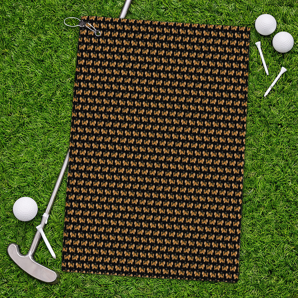 Ginger Long Hair Cat Golf Towel, Cute Orange Cat Pattern Golf Towels for Cat Lovers, Golf Gift for Long Haired Cat Owners